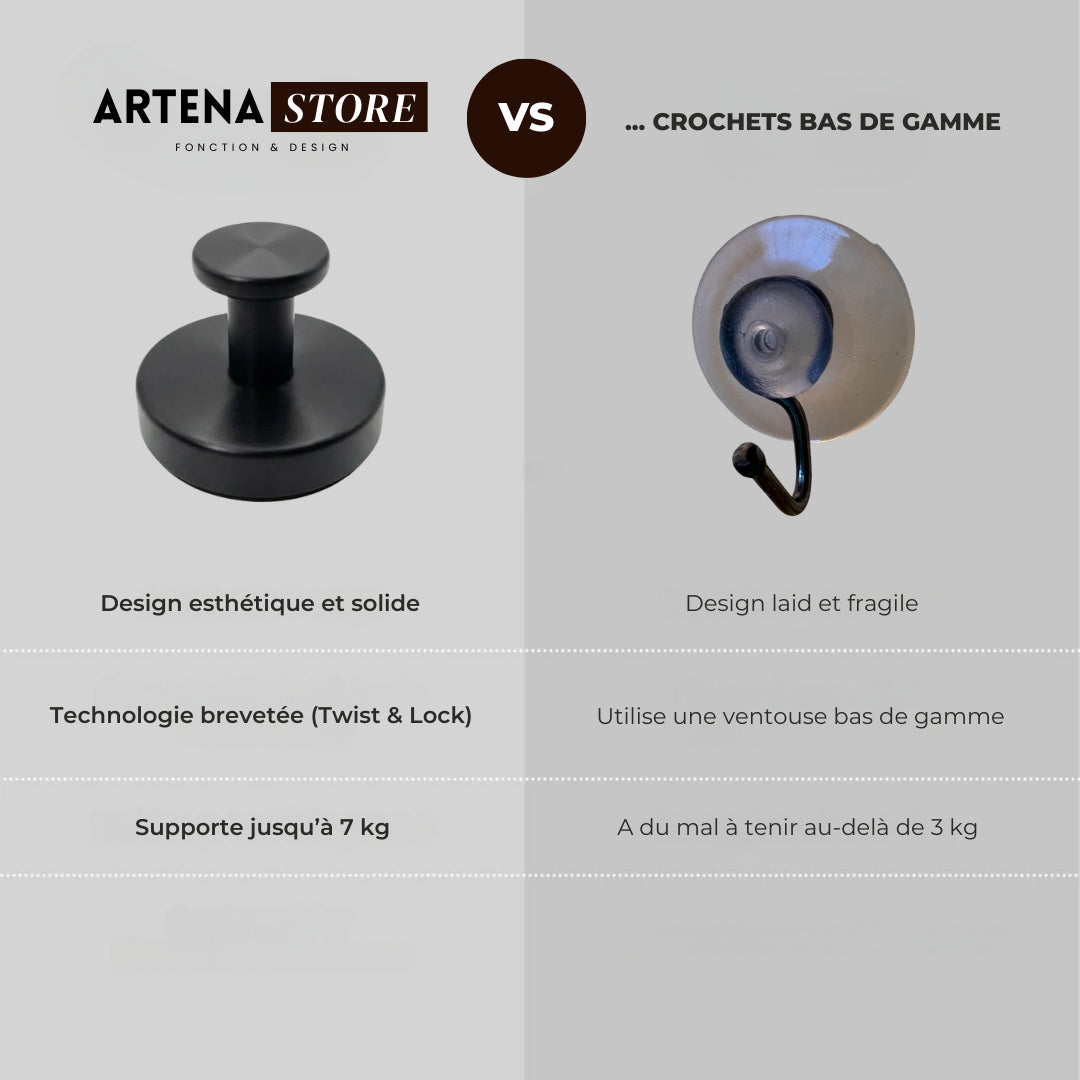 HOOKS™ - Pack de 4 crochets muraux sans perçage